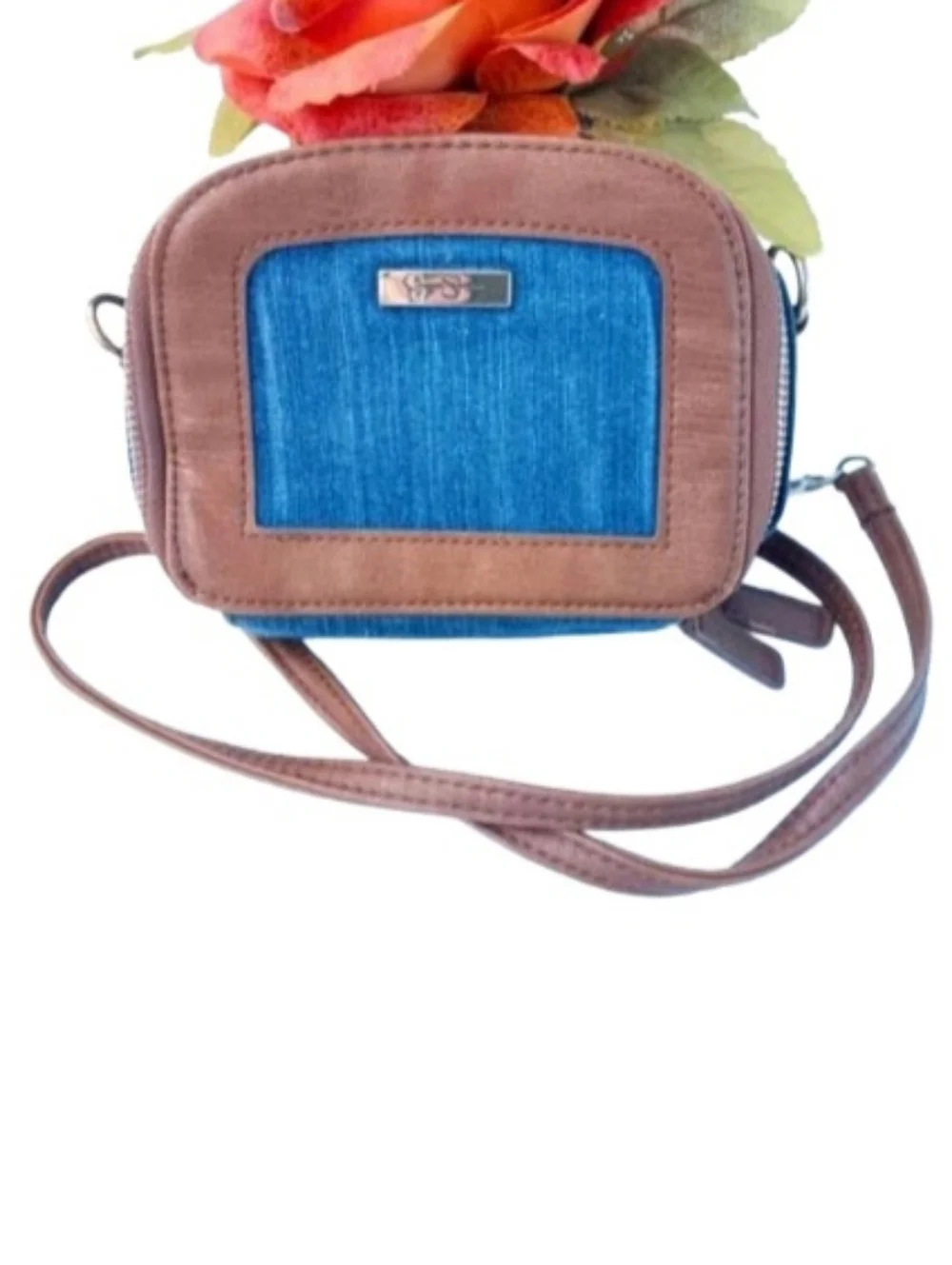 Jessica Simpson Mini Crossbody Wallet Bag | EUC | Denim, Studs, Zip Around